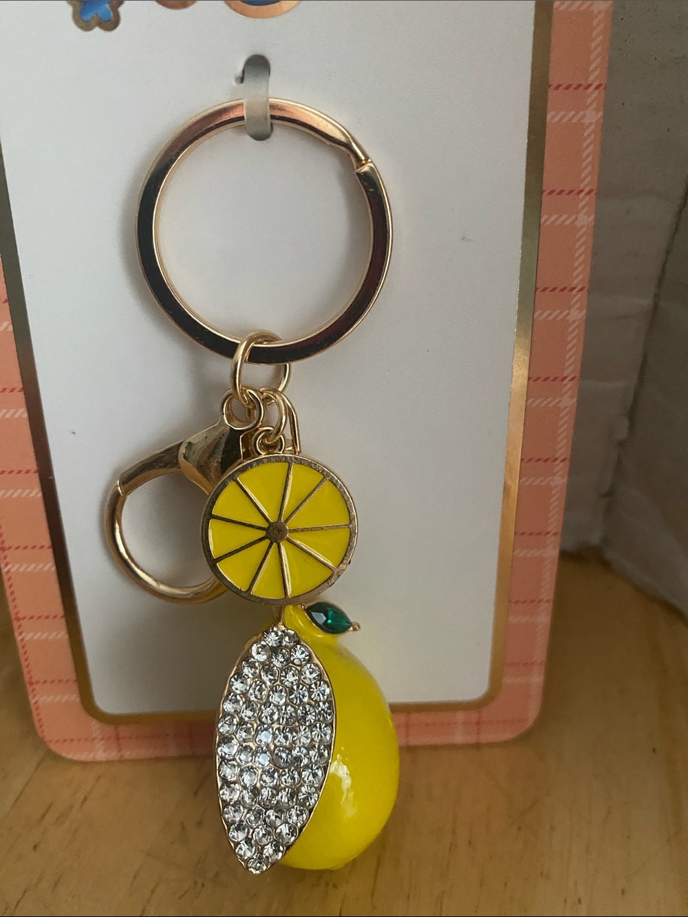Charms & Co Yellow Lemon blingy bag charm Keychain NWT